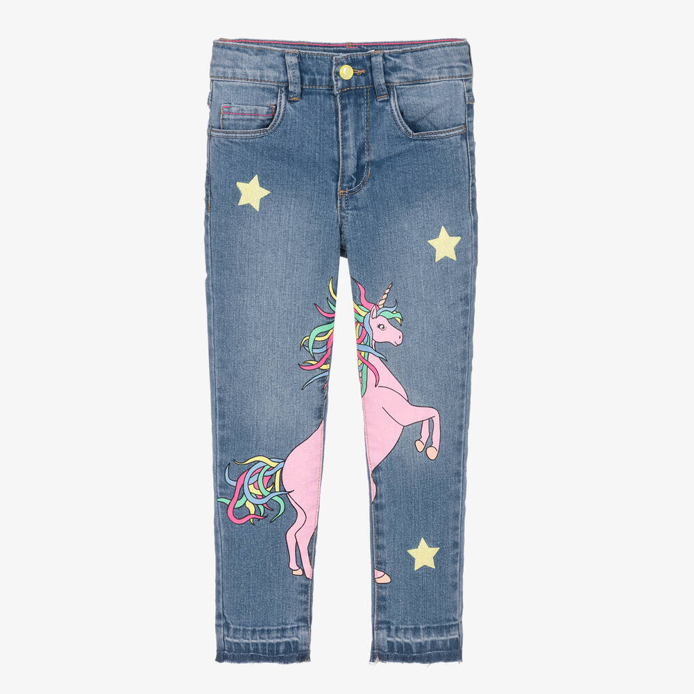 Billieblush - Girls Blue Denim Slim Fit Unicorn Jeans | Childrensalon