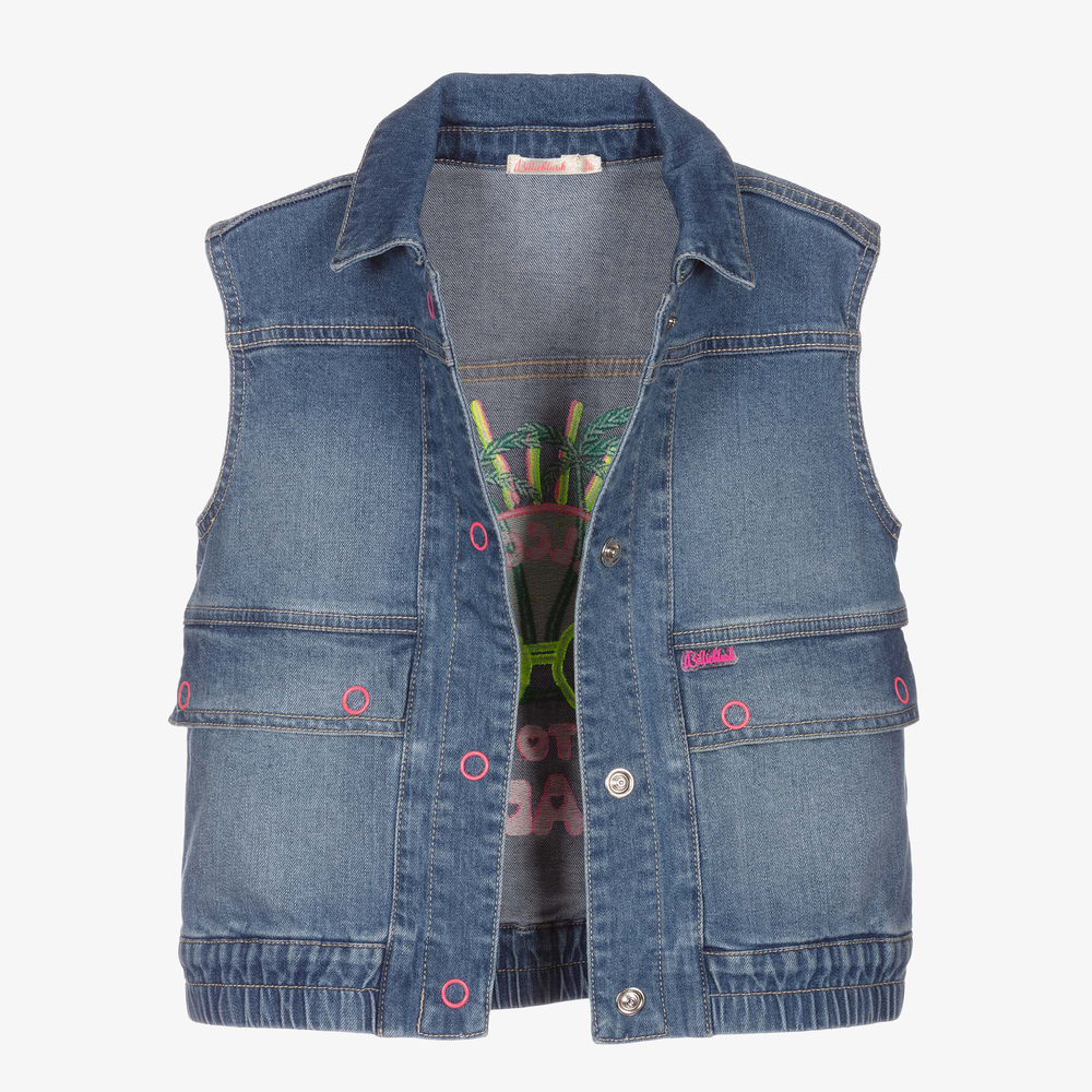 Billieblush-Голубой джинсовый жилет с солнцем для девочек | Childrensalon Outlet