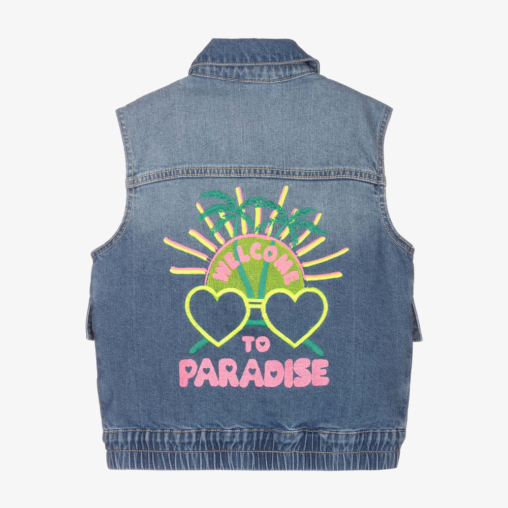 Billieblush-Голубой джинсовый жилет с солнцем для девочек | Childrensalon Outlet