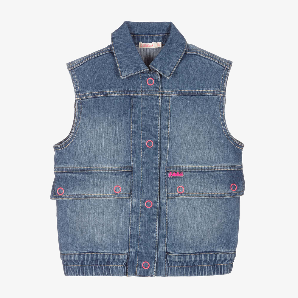 Billieblush-Girls Blue Denim Sun Gilet | Childrensalon Outlet