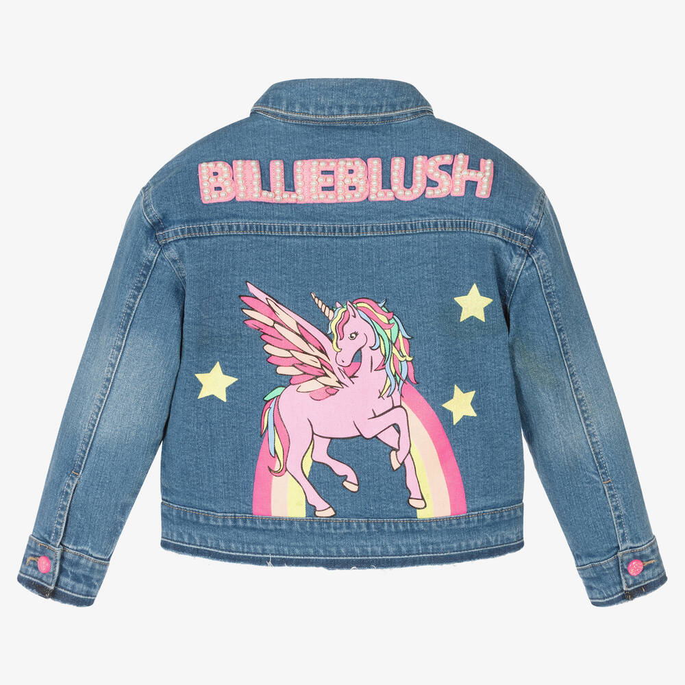 Billieblush-Girls Blue Denim Unicorn Logo Jacket | Childrensalon Outlet