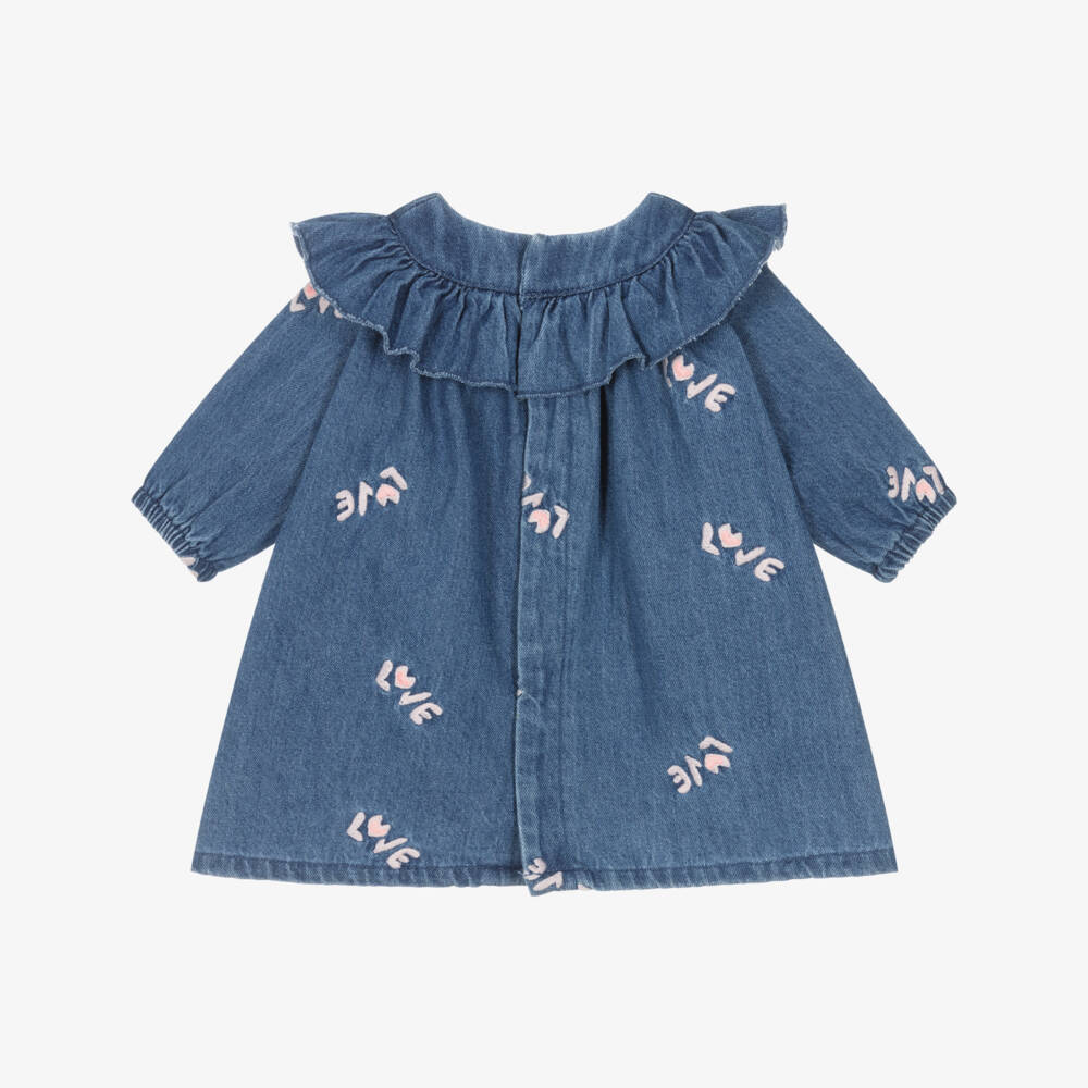 Billieblush-Girls Blue Embroidered Denim Dress | Childrensalon Outlet
