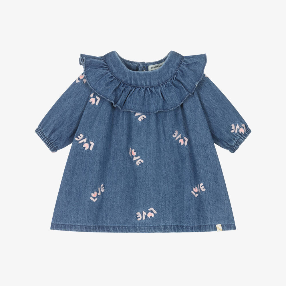 Billieblush-Girls Blue Embroidered Denim Dress | Childrensalon Outlet