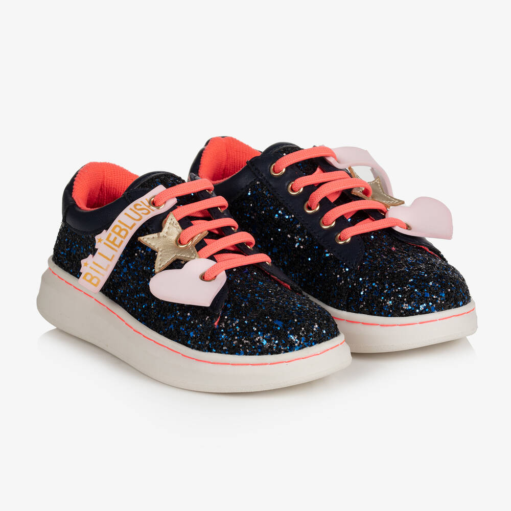 Billieblush - Girls Blue Glitter Trainers | Childrensalon