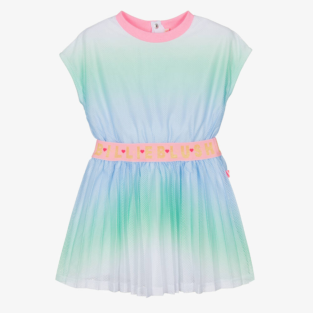 Billieblush - Голубое сетчатое платье с градиентным эффектом | Childrensalon
