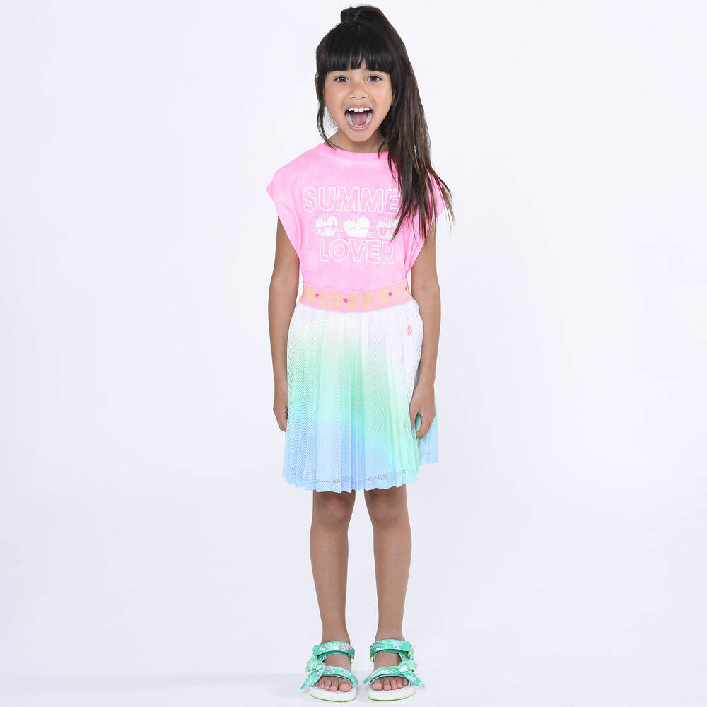 Billieblush-Girls Blue Gradient Mesh Skirt | Childrensalon Outlet