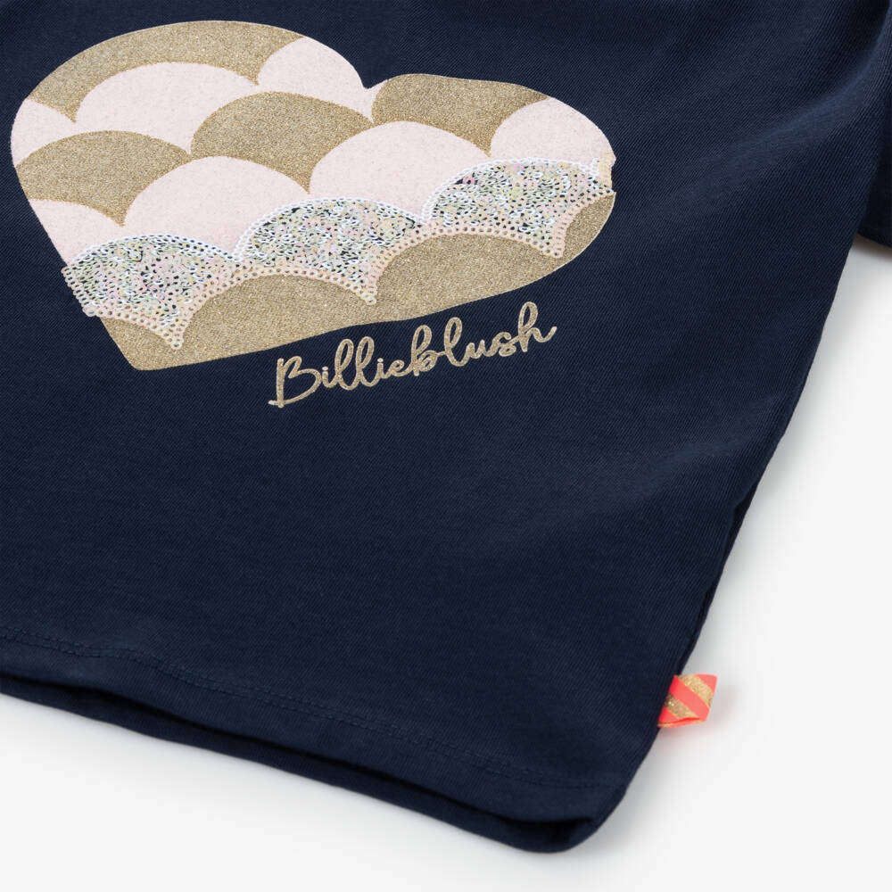 Billieblush-Girls Blue Heart Cotton Tee | Childrensalon Outlet
