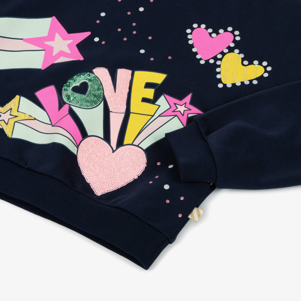Billieblush-Girls Blue Heart Motif Sweatshirt | Childrensalon Outlet