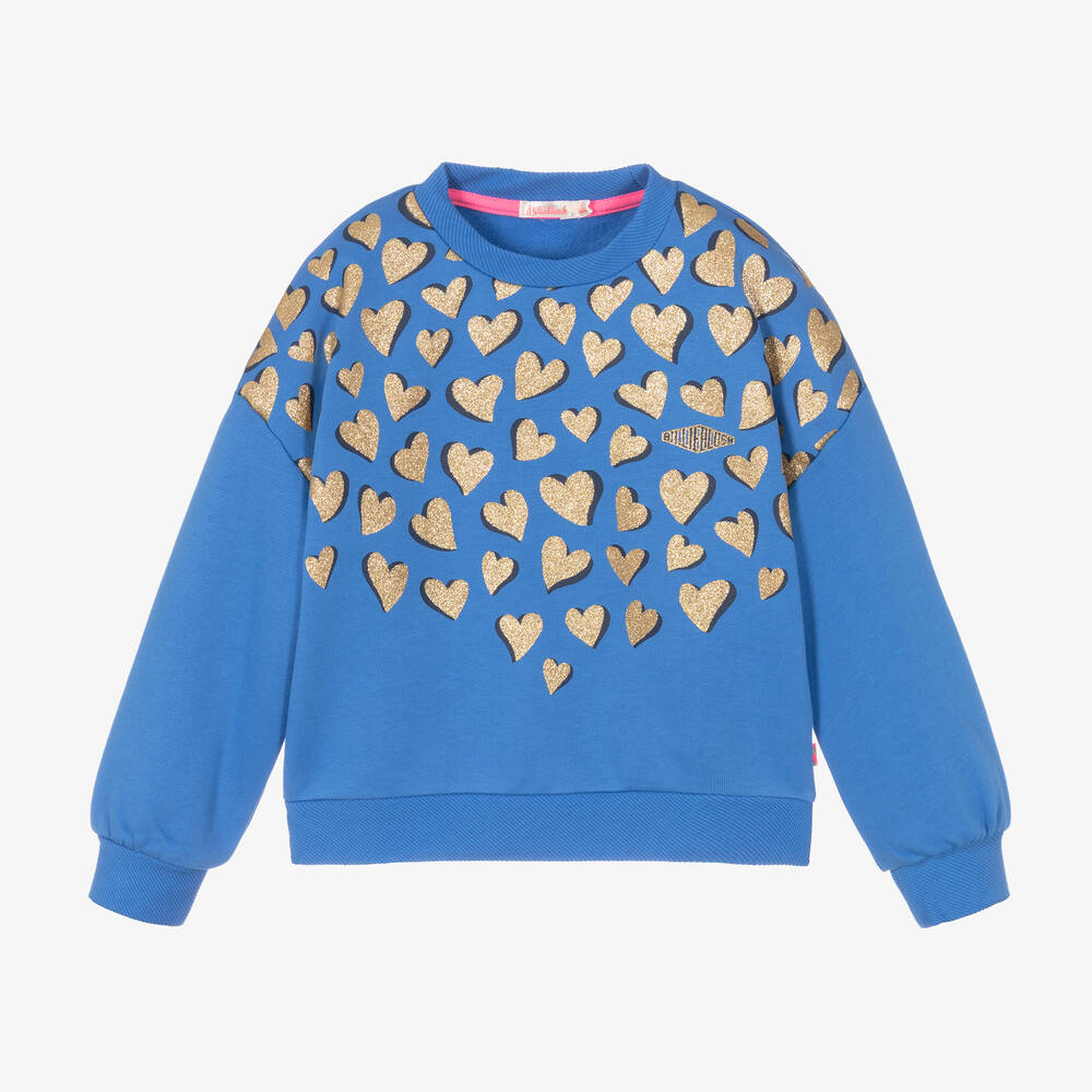 Billieblush - Blaues Sweatshirt mit Herzen (M) | Childrensalon