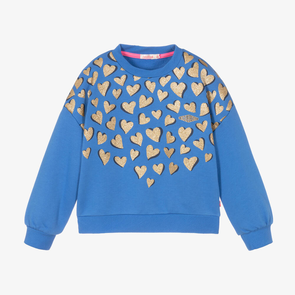 Billieblush-Girls Blue Hearts Sweatshirt | Childrensalon Outlet