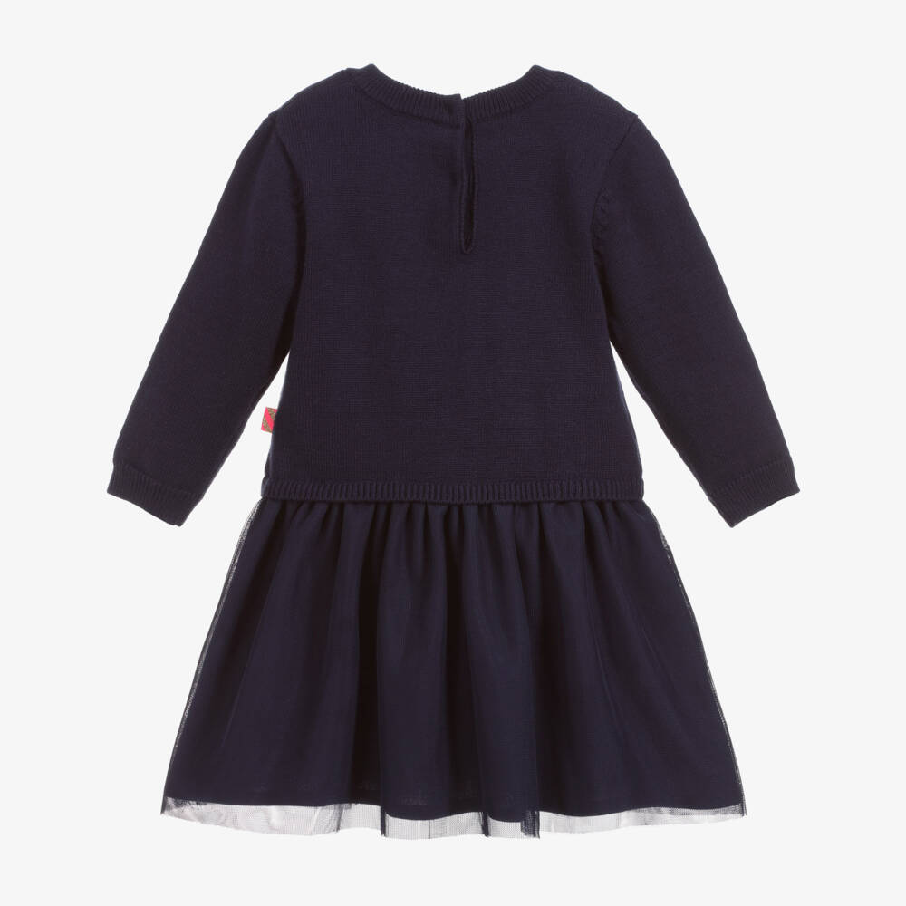 Billieblush-Girls Blue Knit & Tulle Dress | Childrensalon Outlet