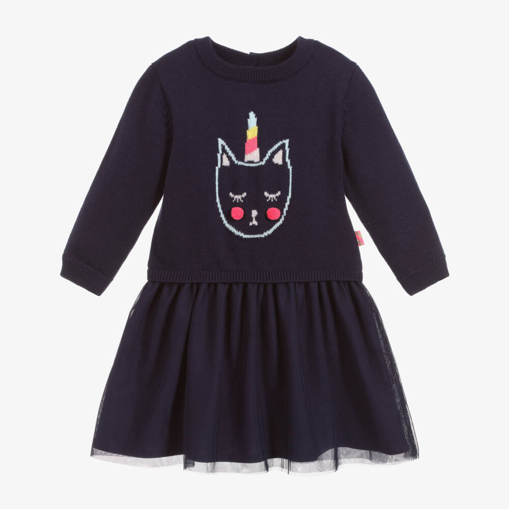 Billieblush-Girls Blue Knit & Tulle Dress | Childrensalon Outlet