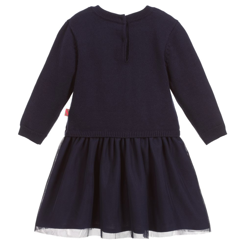 Billieblush-Girls Blue Knit & Tulle Dress | Childrensalon Outlet