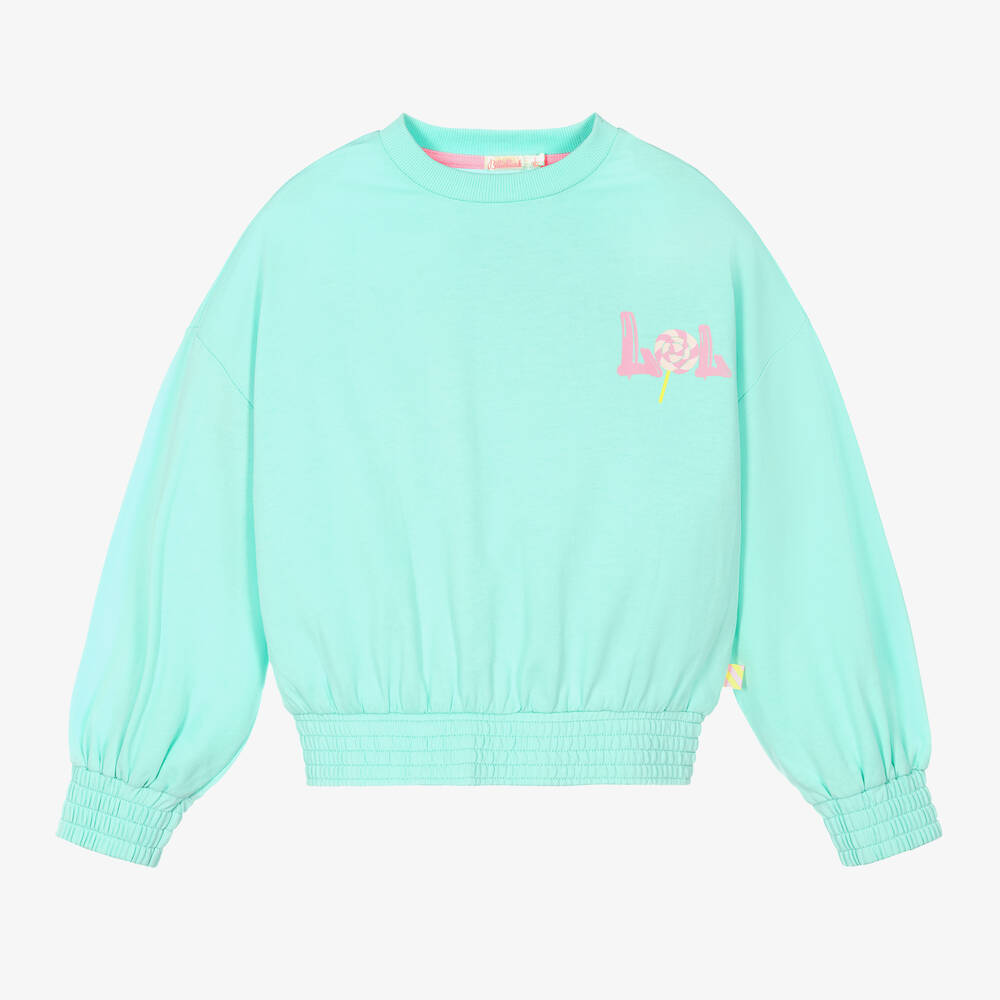 Billieblush-سويتشيرت قطن لون أزرق أكوا فاتح للبنات | Childrensalon Outlet