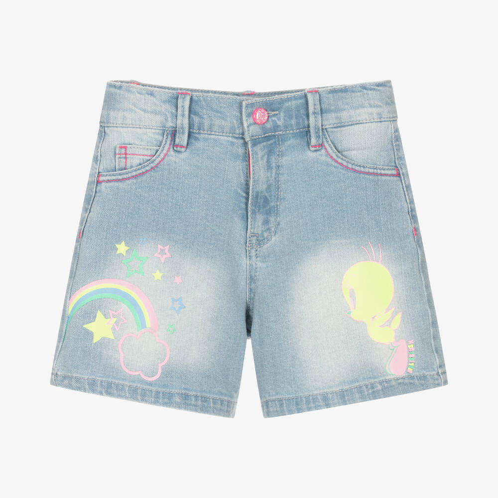 Billieblush - Girls Blue Looney Tunes Denim Shorts | Childrensalon