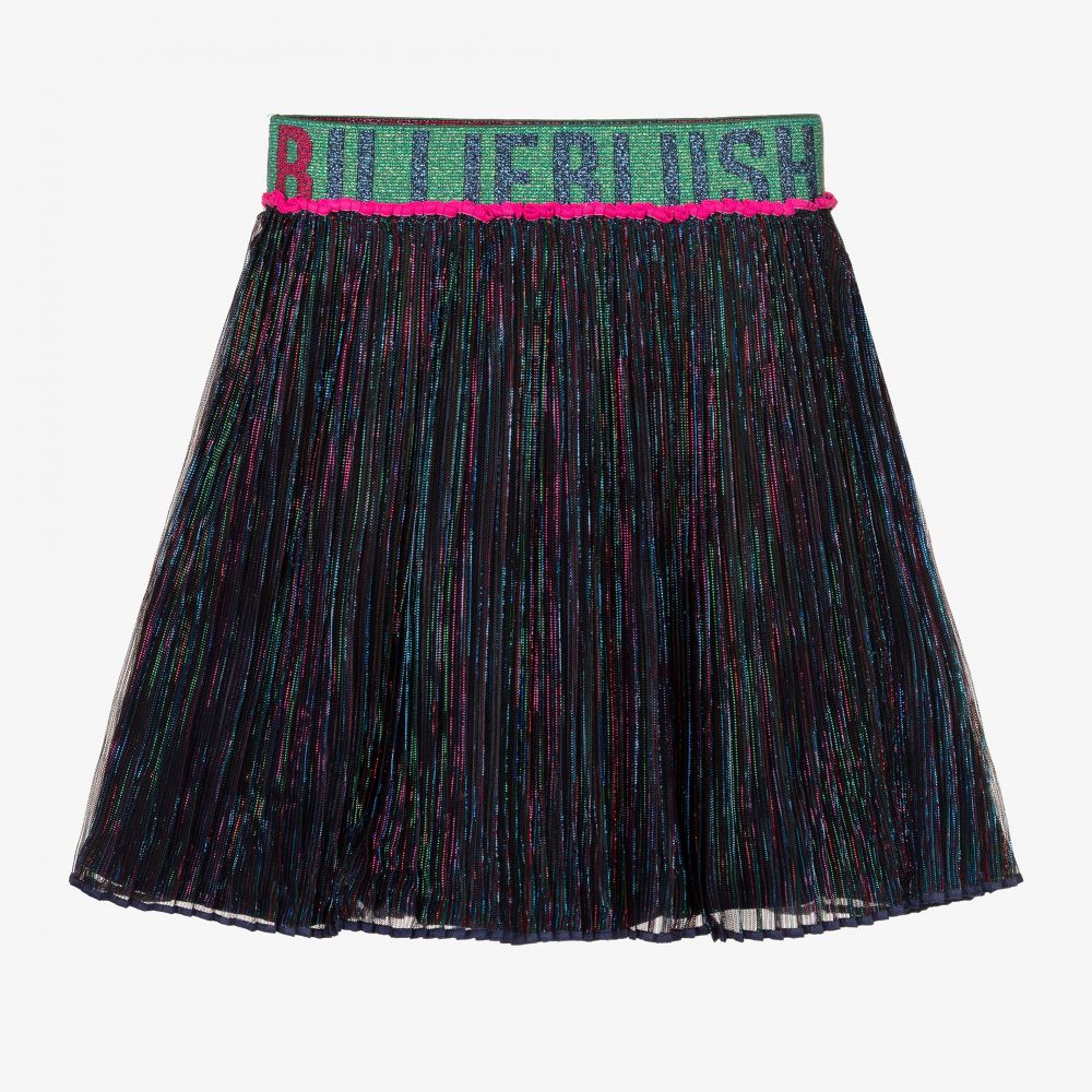 Billieblush - Girls Blue Lurex Pleated Skirt | Childrensalon