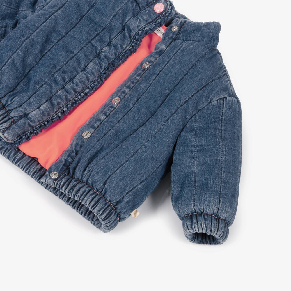 Billieblush-Girls Blue Padded Denim Jacket | Childrensalon Outlet