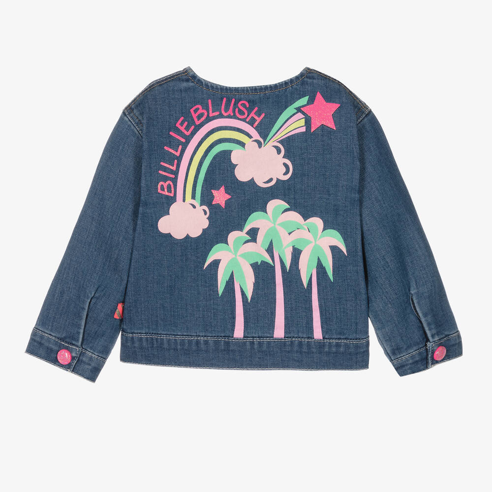 Billieblush-Girls Blue Palm Tree Print Denim Jacket | Childrensalon Outlet