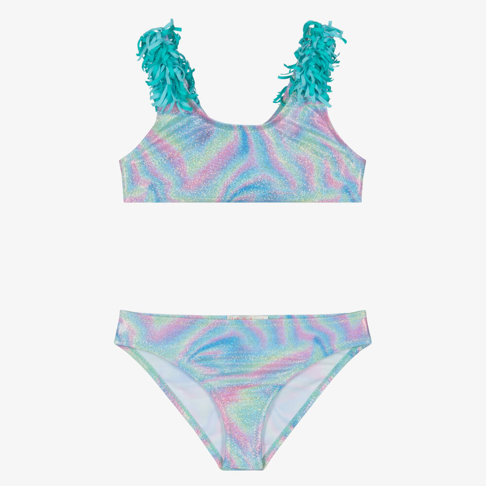 Billieblush-Girls Blue & Pink Glitter Bikini | Childrensalon Outlet
