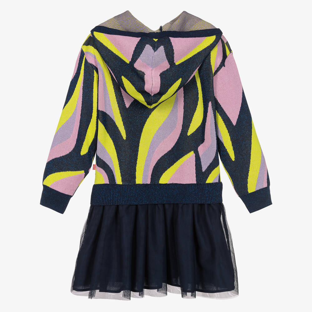 Billieblush-Girls Blue & Pink Glitter Knit & Mesh Dress | Childrensalon Outlet