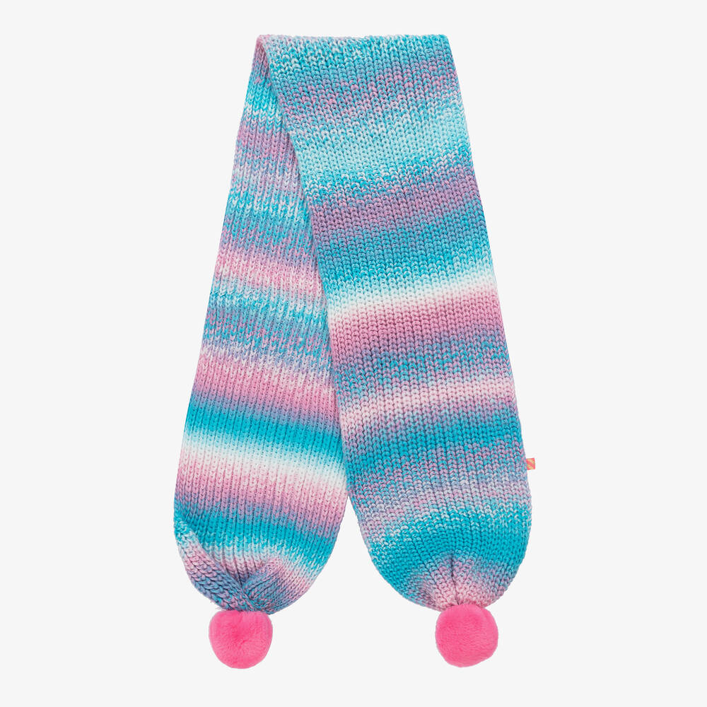 Billieblush-Розово-голубой вязаный шарф с помпонами | Childrensalon Outlet