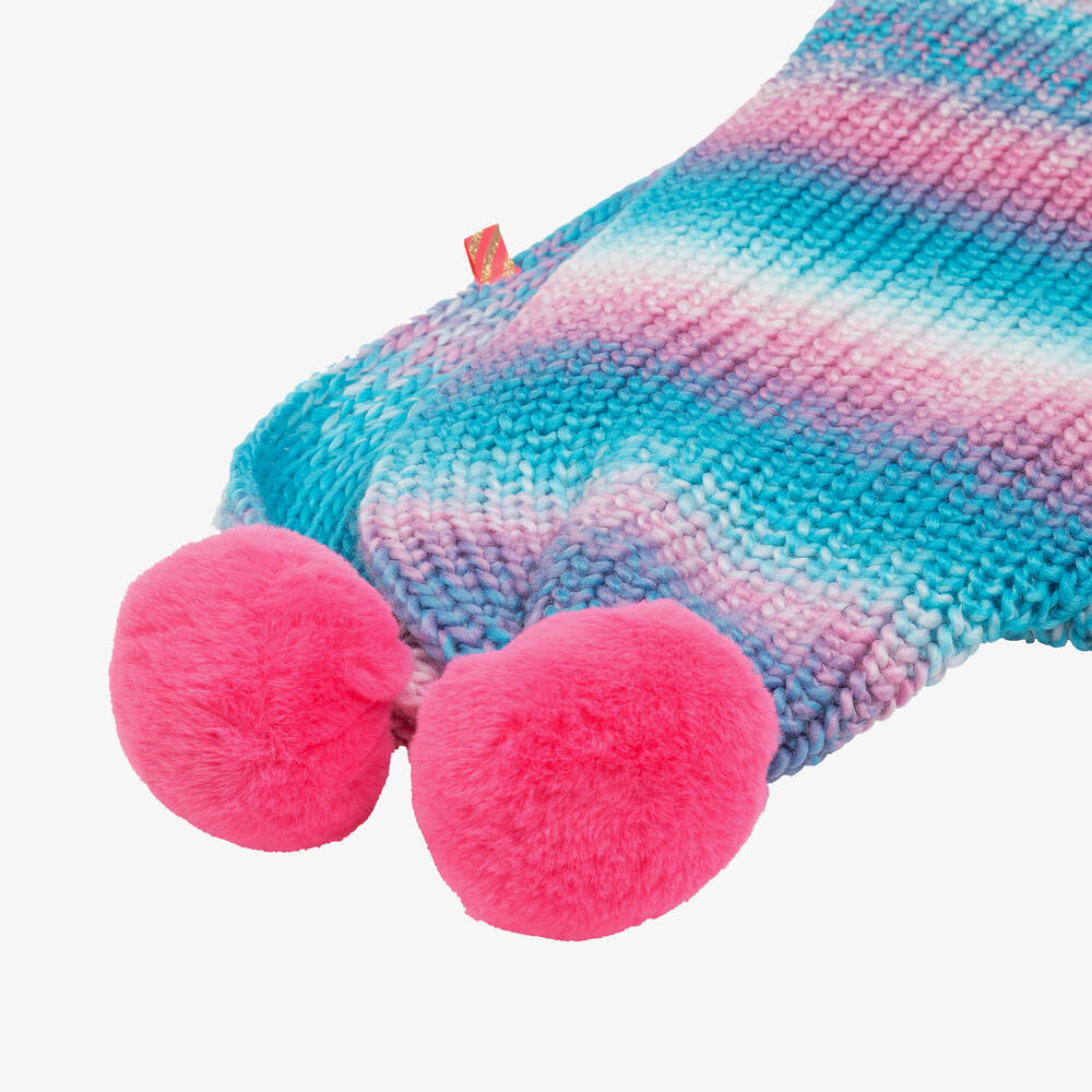Billieblush-Розово-голубой вязаный шарф с помпонами | Childrensalon Outlet