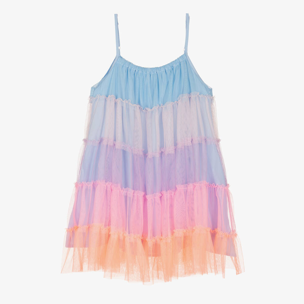 Billieblush - Robe bleue et rose tulle fille | Childrensalon