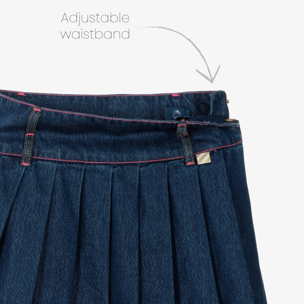 Billieblush-Girls Blue Pleated Denim Skirt | Childrensalon Outlet