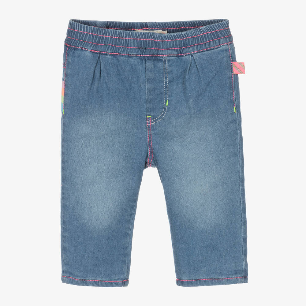 Billieblush - Girls Blue Rainbow Print Denim Jeans | Childrensalon