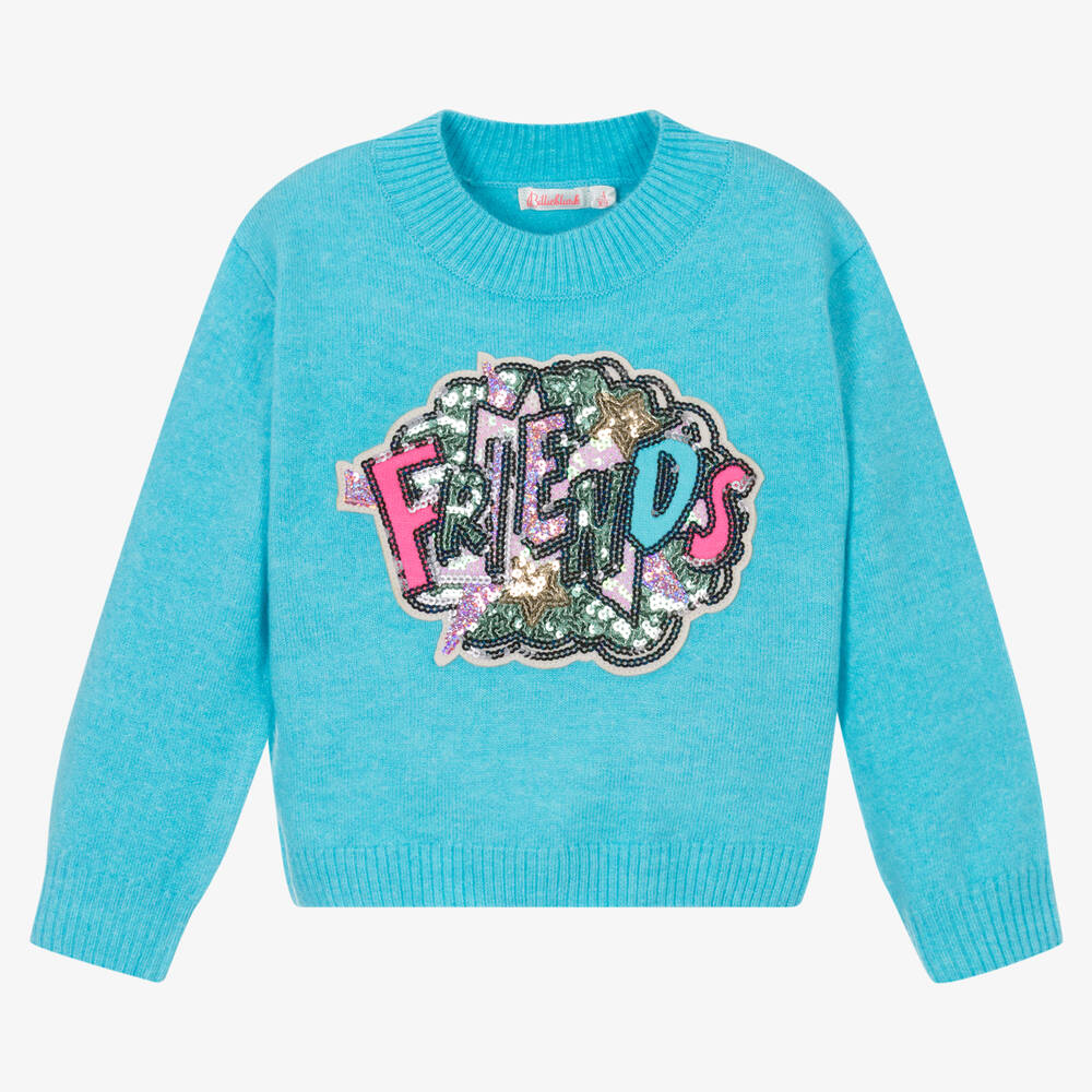 Billieblush - Girls Blue Sequin Sweater | Childrensalon