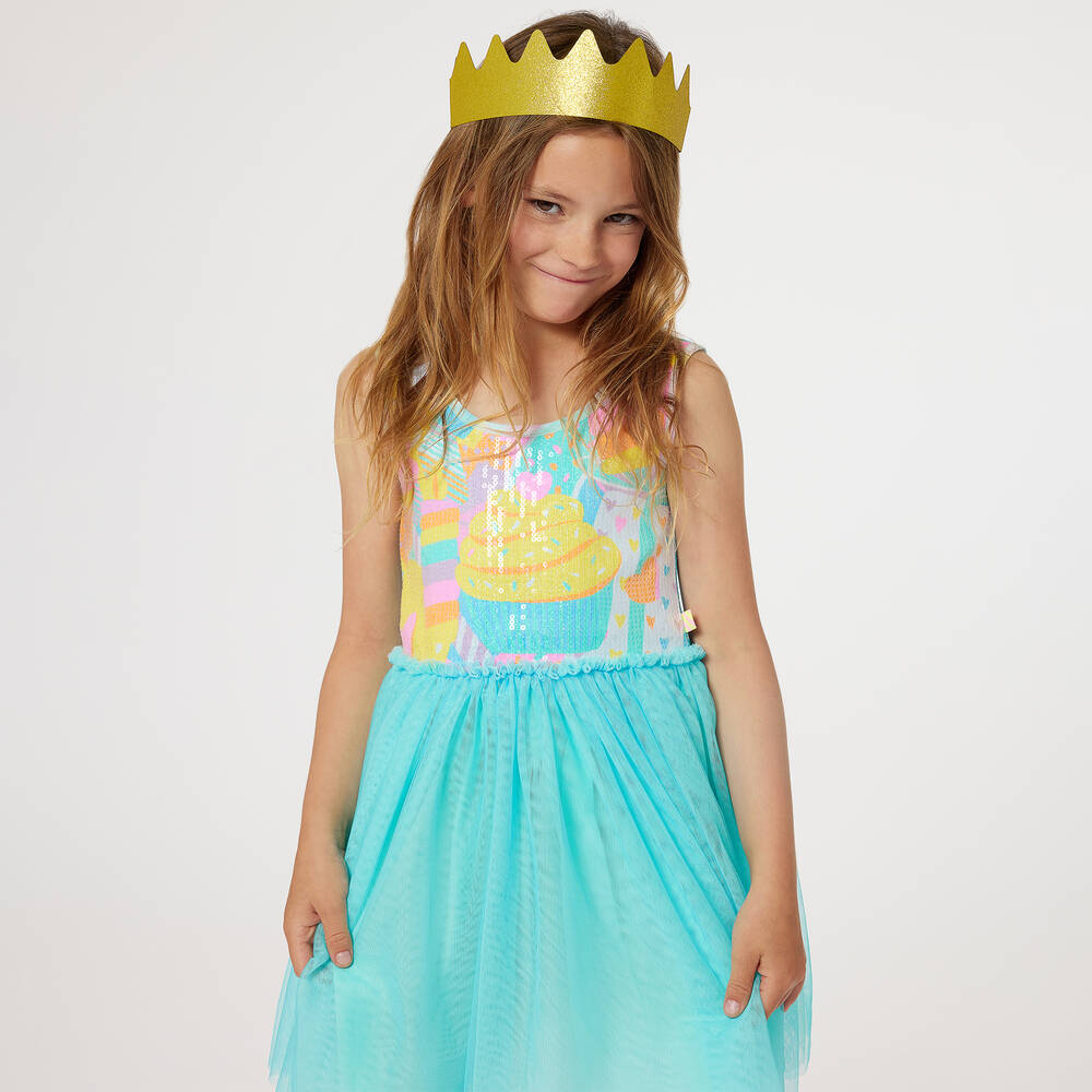Billieblush-Girls Blue Sequin Tulle Dress | Childrensalon Outlet