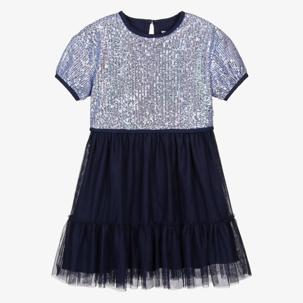 Billieblush-فستان تول أزرق براق للبنات | Childrensalon Outlet