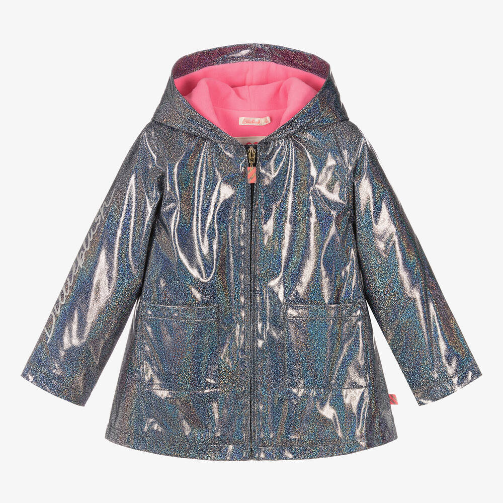 Billieblush - Regenjacke in Blau und Silber (M) | Childrensalon