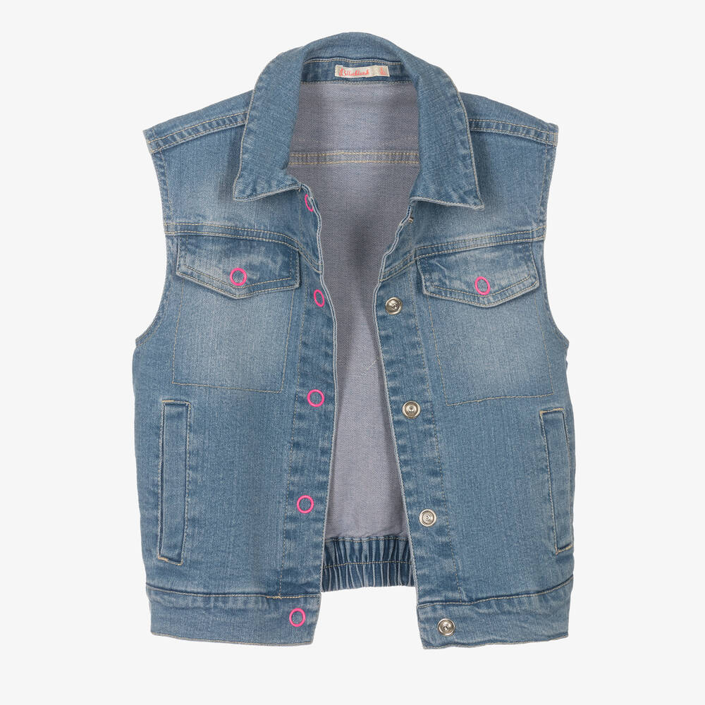 Billieblush Girls Blue Sleeveless Denim Jacket Childrensalon