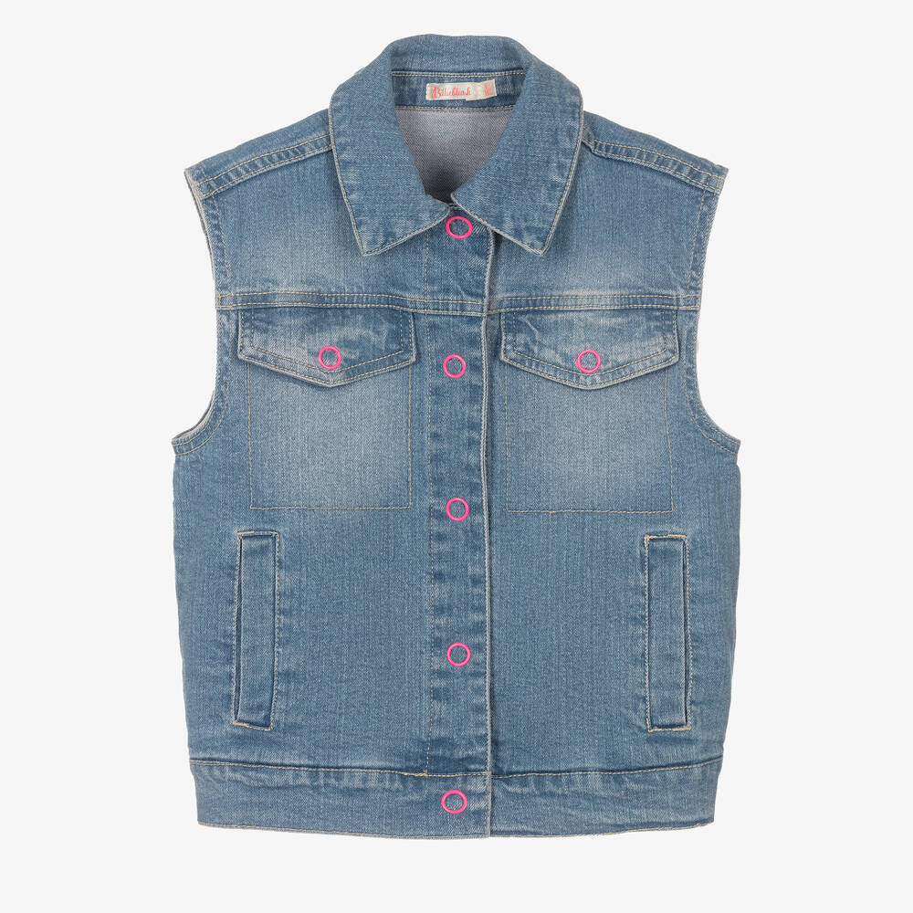 Billieblush - Girls Blue Sleeveless Denim Jacket | Childrensalon