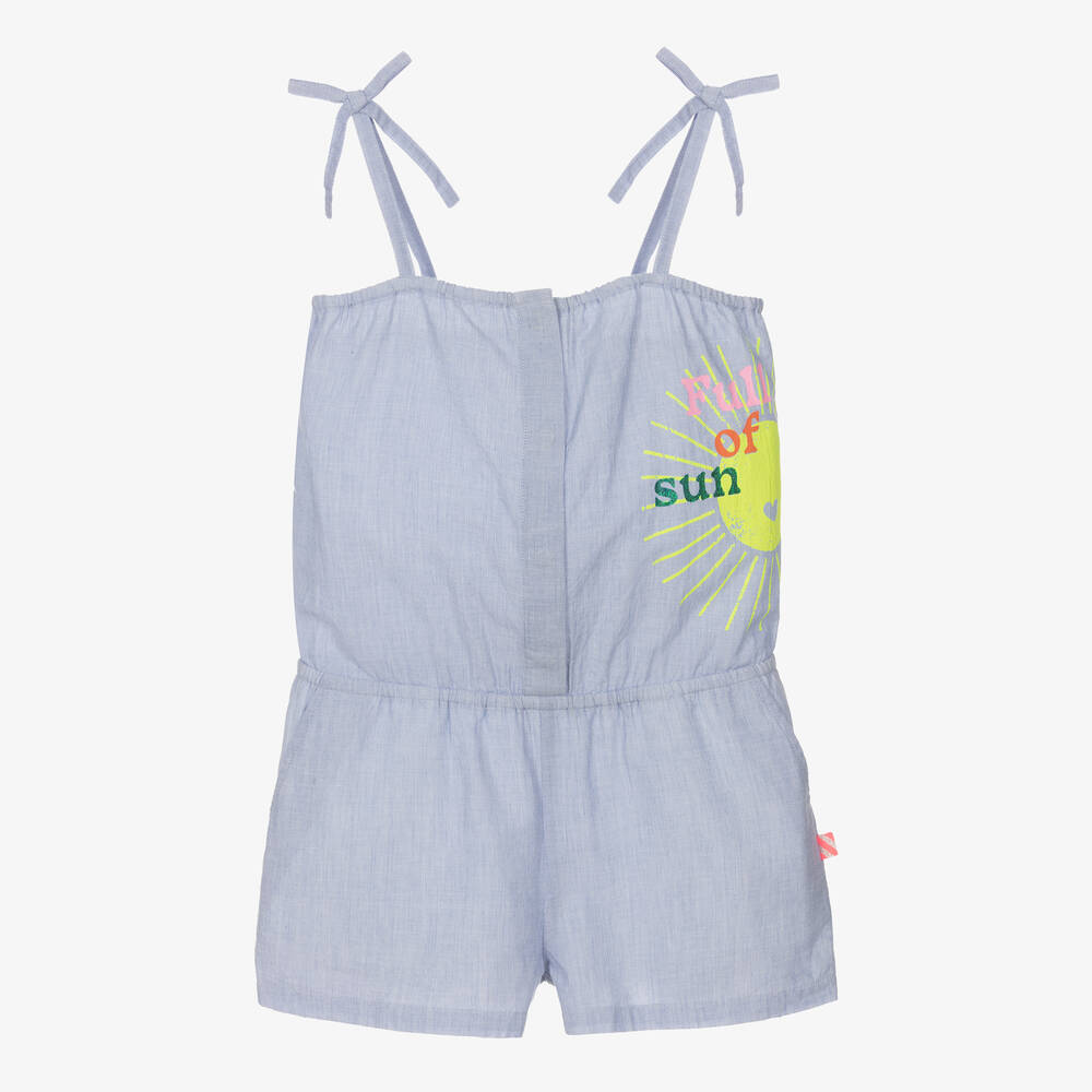 Billieblush - Girls Blue Sun Print Cotton Playsuit | Childrensalon