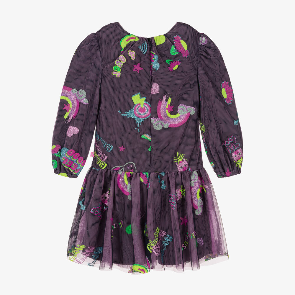 Billieblush-Girls Blue Tulle Glitter Motif Dress  | Childrensalon Outlet