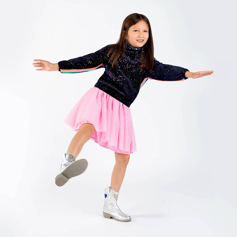 بيلي بلاش-توب هودي قطيفة لون كحلي للبنات | Childrensalon Outlet