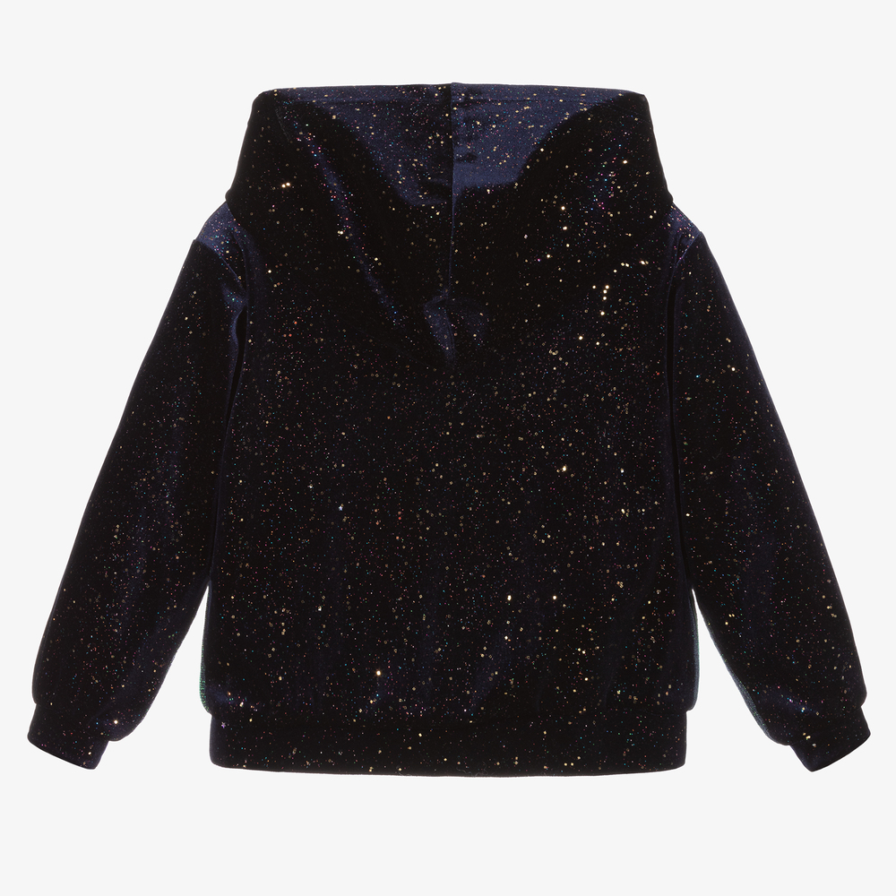 بيلي بلاش-توب هودي قطيفة لون كحلي للبنات | Childrensalon Outlet