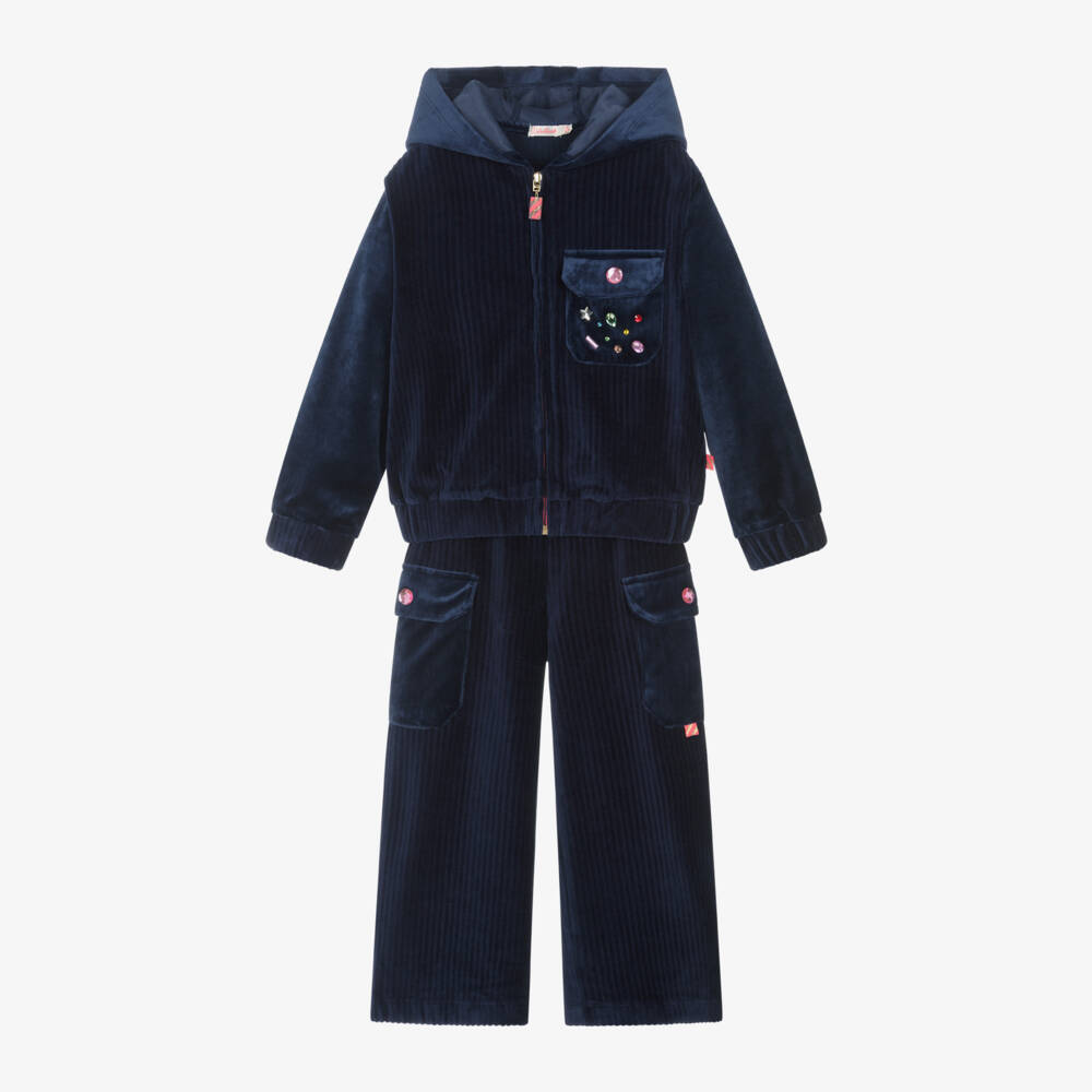Billieblush-Girls Blue Velour Outfit Set | Childrensalon Outlet