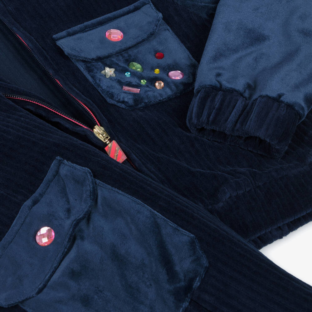 Billieblush-Girls Blue Velour Outfit Set | Childrensalon Outlet