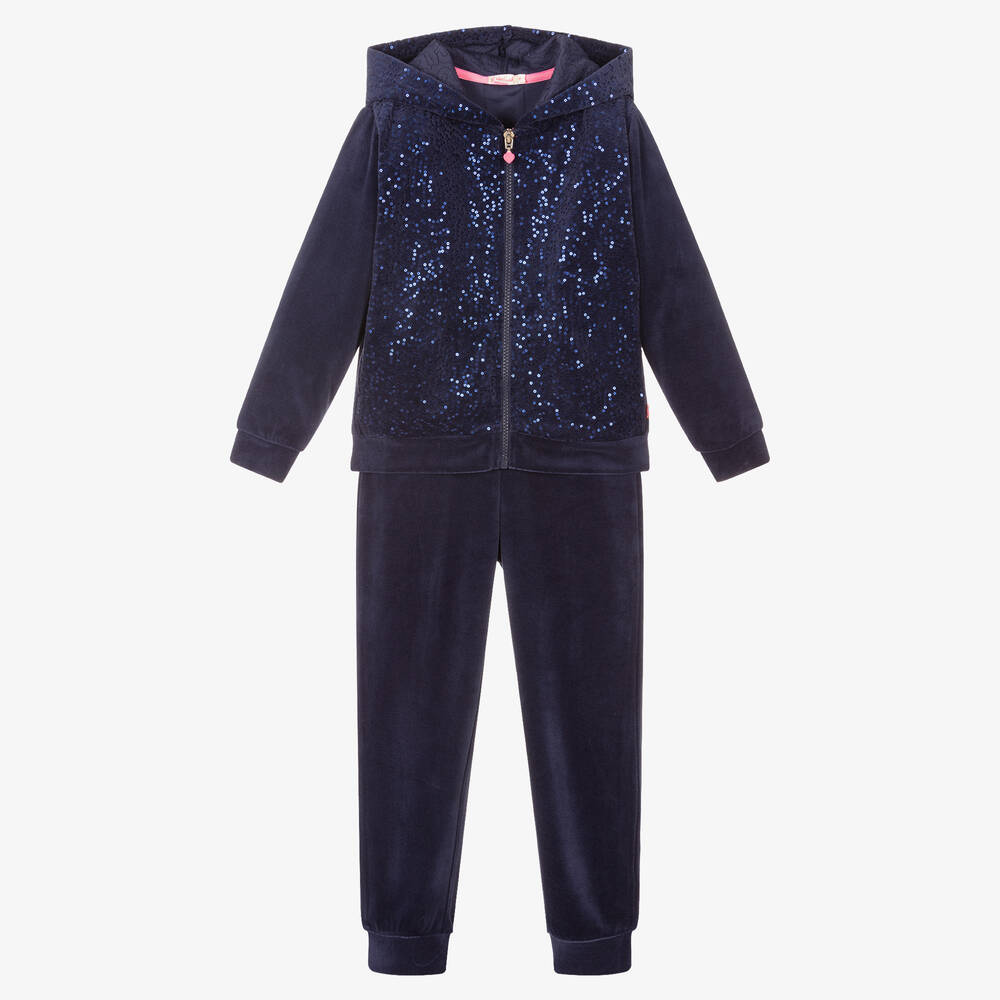 Billieblush - Survêtement bleu velours fille | Childrensalon