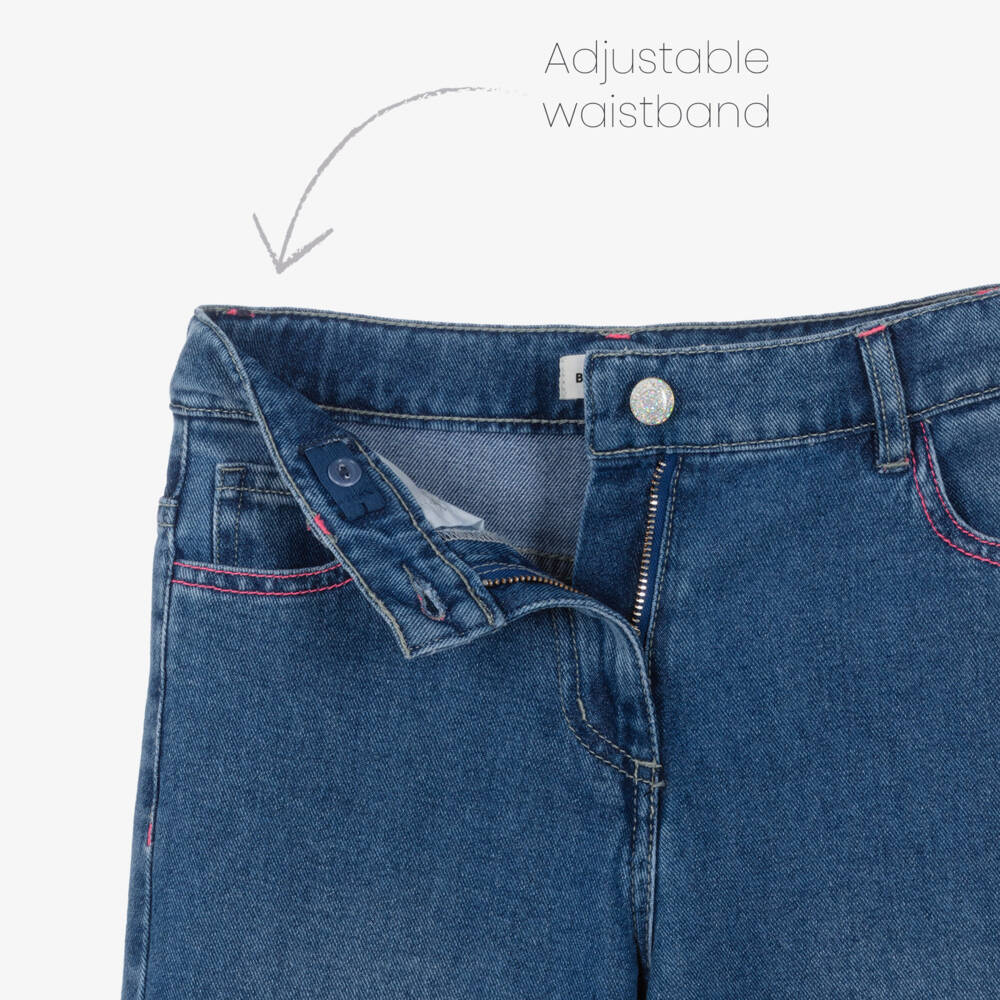 Billieblush-بنطلون جينز واسع للبنات باللون الأزرق | Childrensalon Outlet