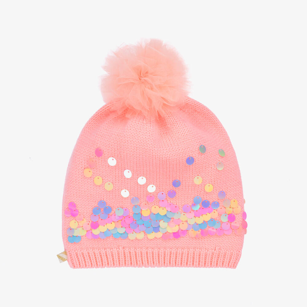 Billieblush-Girls Coral Knitted Sequin Beanie | Childrensalon Outlet