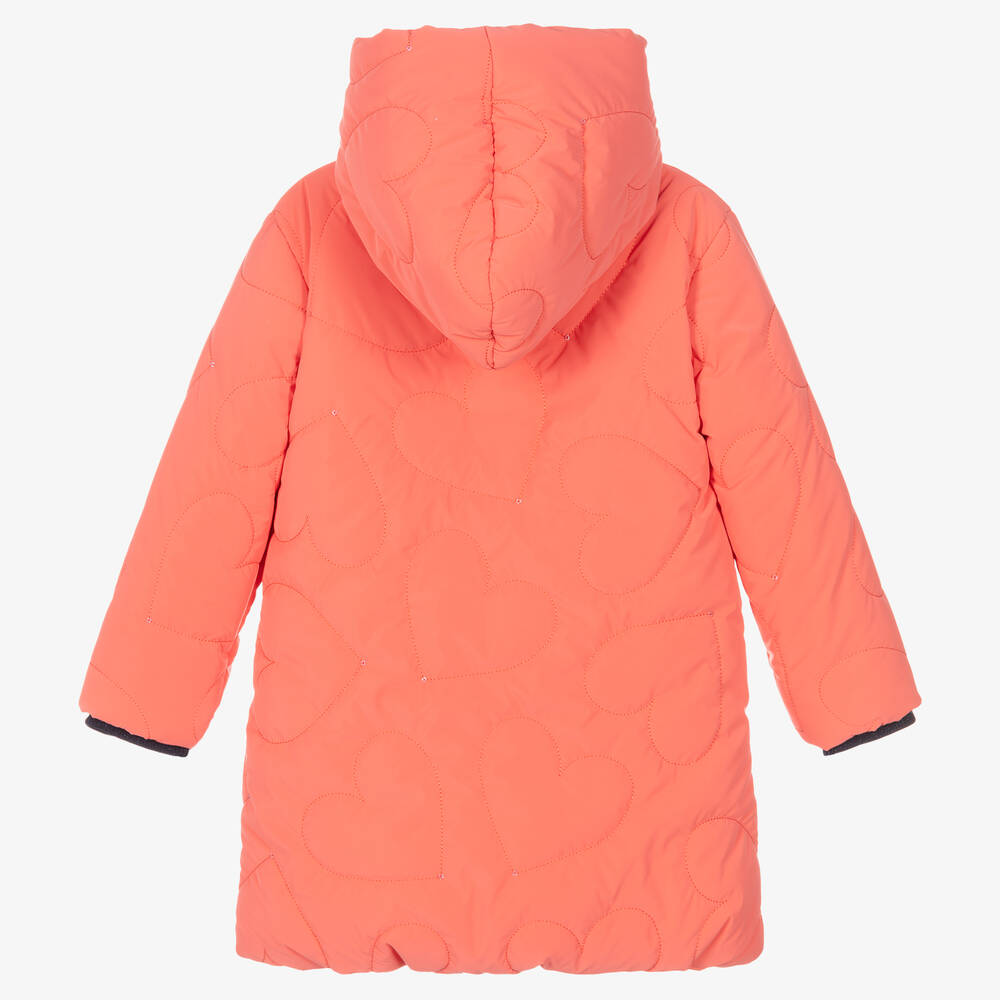 Billieblush Girls Coral Pink Hooded Coat Childrensalon Outlet
