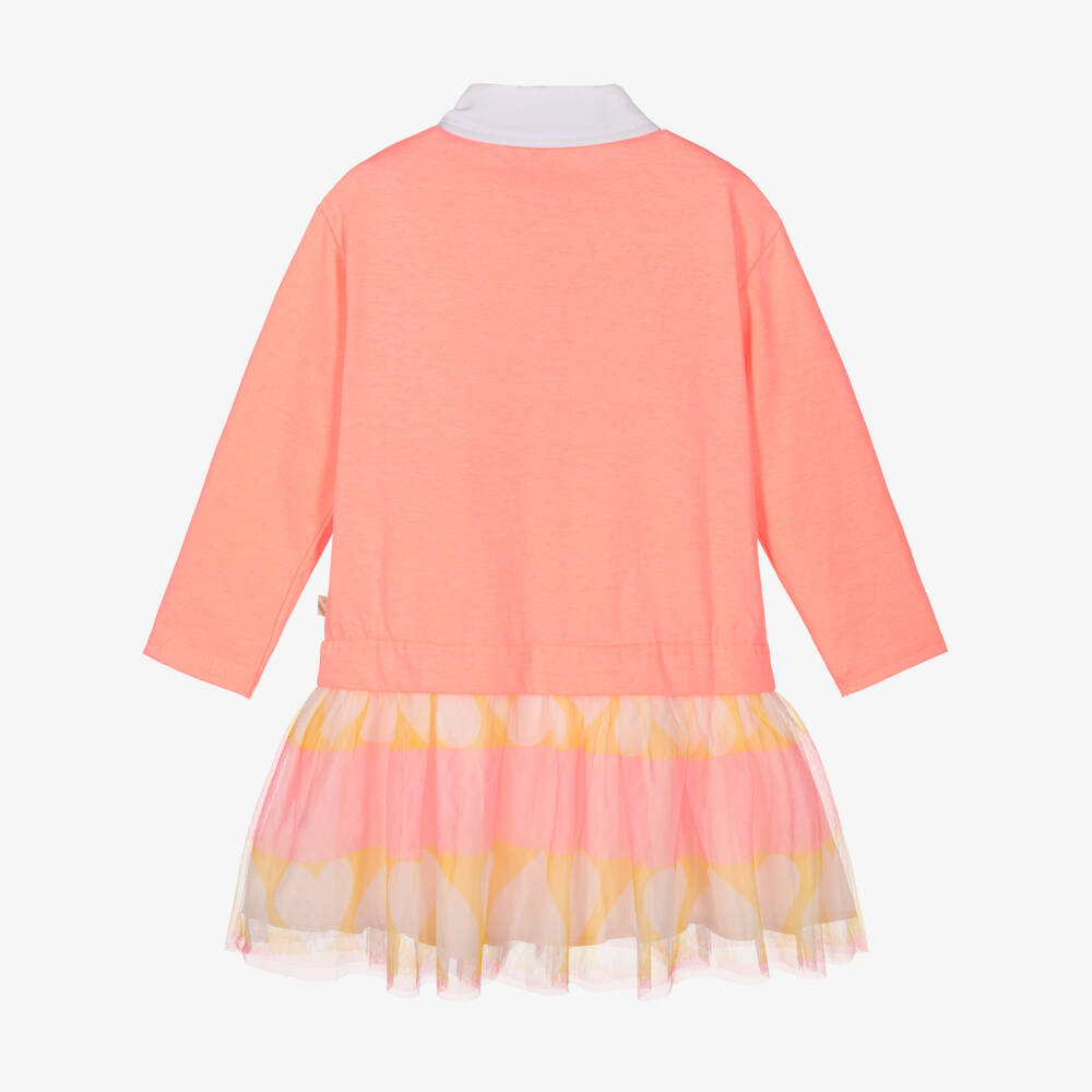 Billieblush-Girls Coral Pink Jersey & Tulle Polo Dress | Childrensalon Outlet