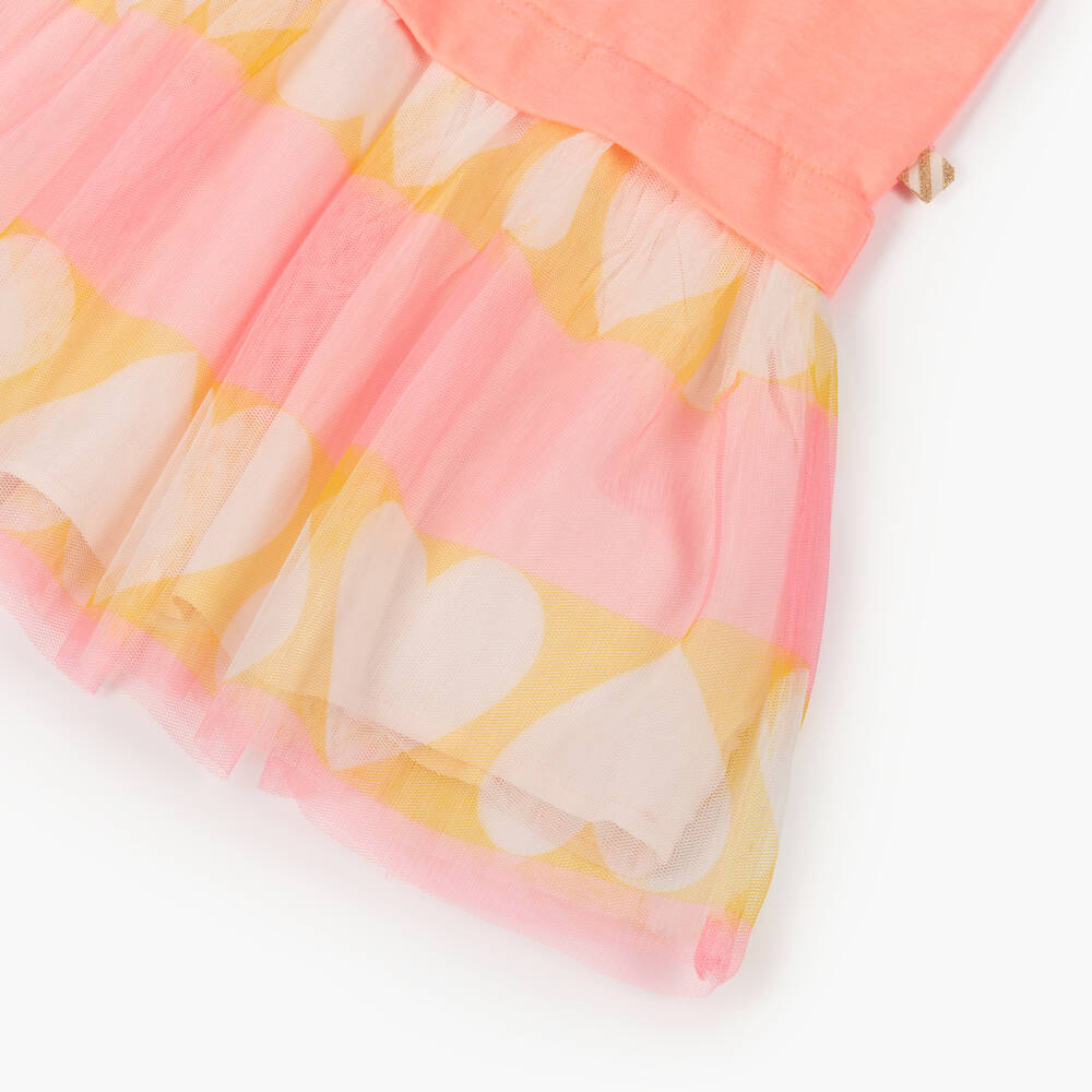 Billieblush-Girls Coral Pink Jersey & Tulle Polo Dress | Childrensalon Outlet