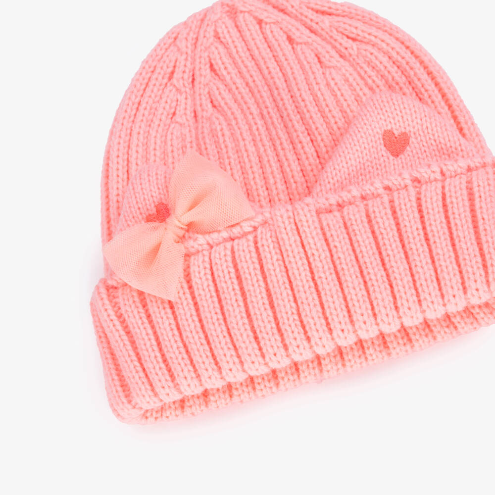 Billieblush-Girls Coral Pink Knitted Cat Ears Hat | Childrensalon Outlet