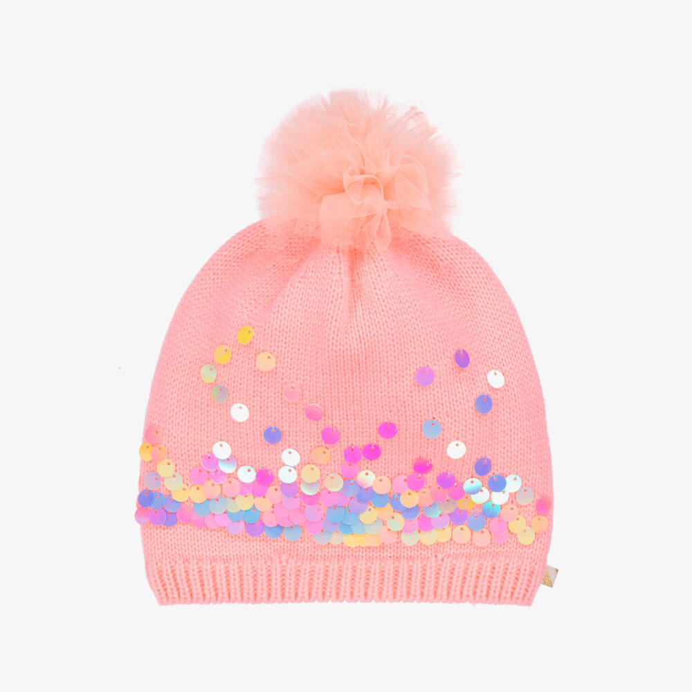 Billieblush-Вязаная коралловая шапка с пайетками для девочек | Childrensalon Outlet