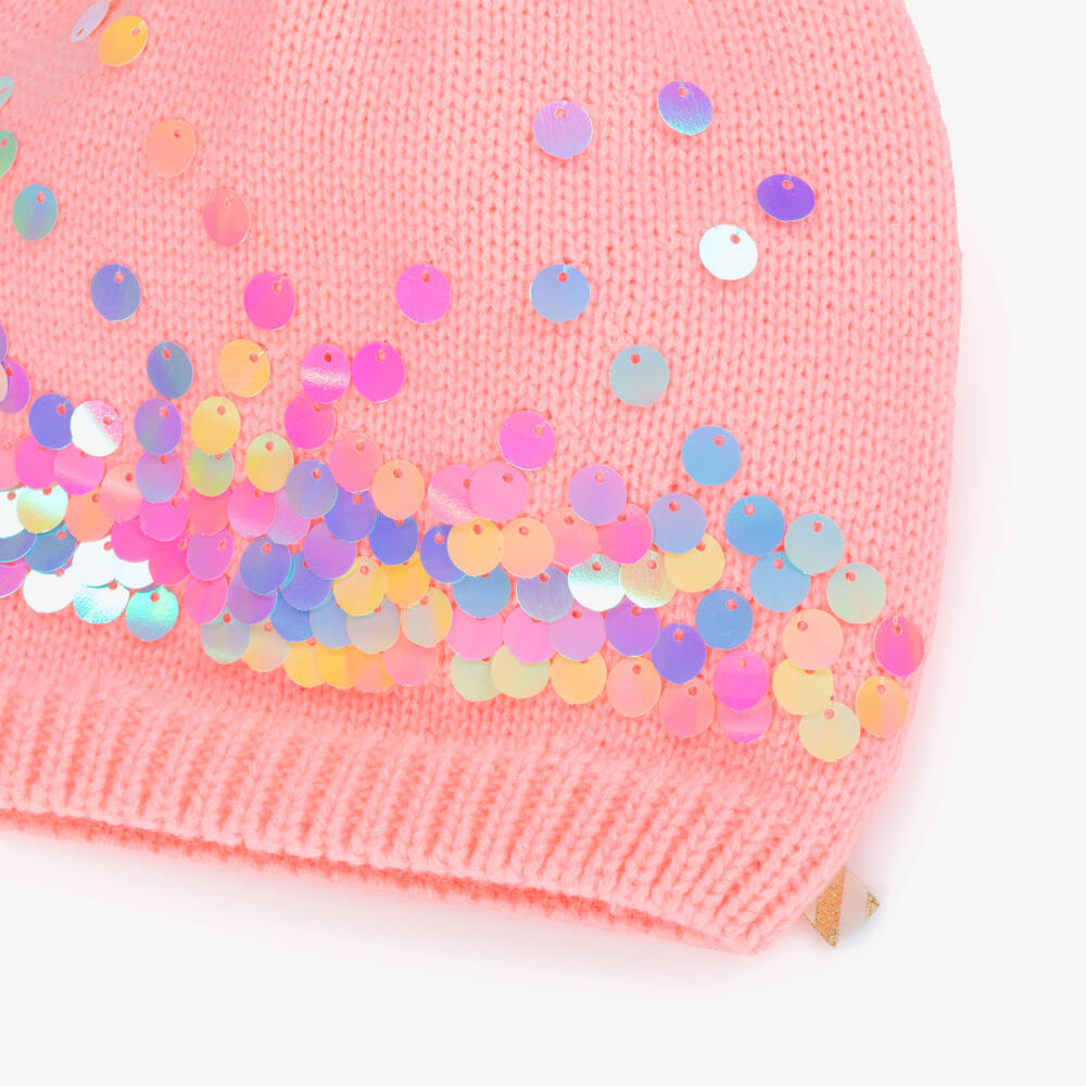 Billieblush-Вязаная коралловая шапка с пайетками для девочек | Childrensalon Outlet